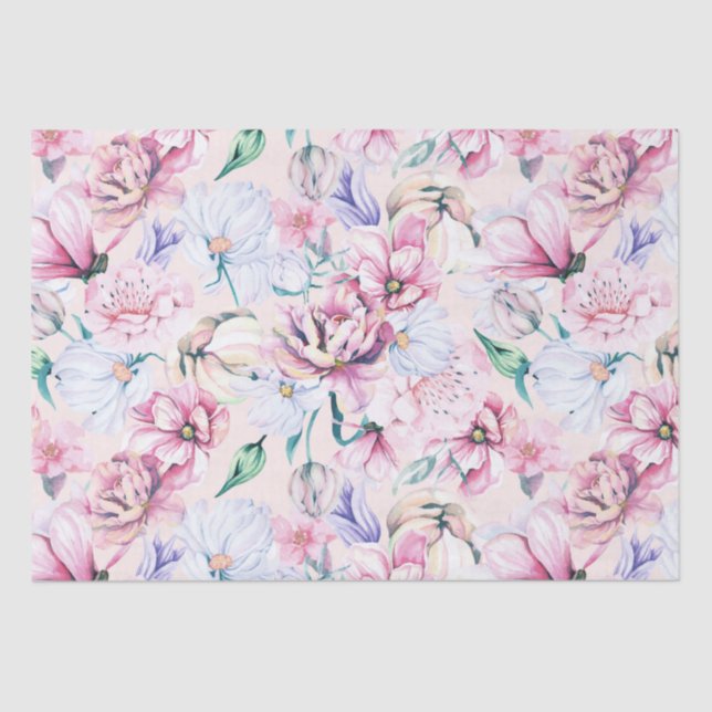 Aesthetic Flowers seamless Pattern Tissue Paper (Front)