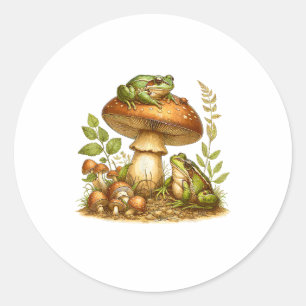 Aesthetic Frog Mushroom Cottagecore Goblincore Classic Round Sticker