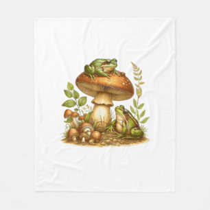 Aesthetic Frog Mushroom Cottagecore Goblincore Fleece Blanket