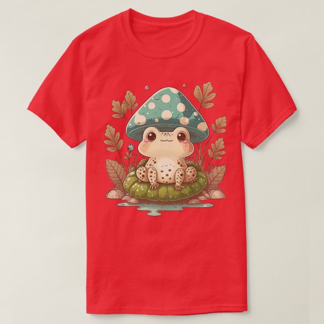 aesthetic frog on Mushroom T-Shirt (Design Front)