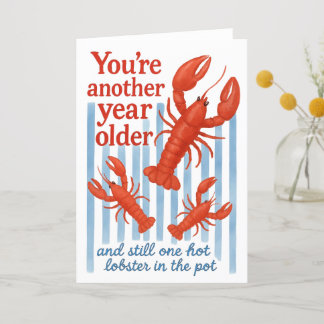 Aesthetic Funny Lobster Birthday Card