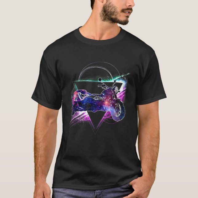 Aesthetic Galaxy Sidecar Motorcycle T Shirt (Front)