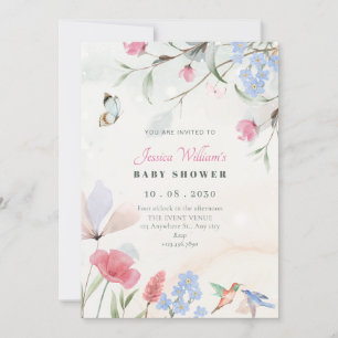 Aesthetic garden floral baby shower invitation