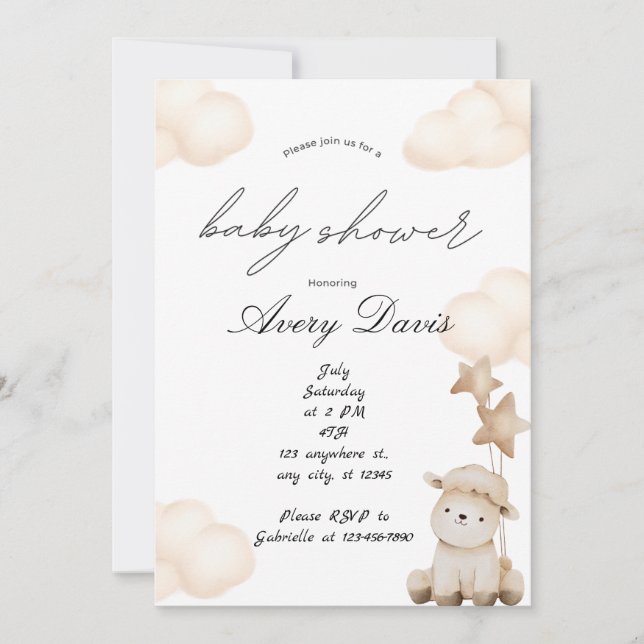 Aesthetic Gender Neutral Baby Shower  Invitation (Front)