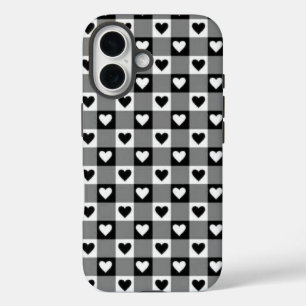 Aesthetic Gingham Plaid with Hearts phone case