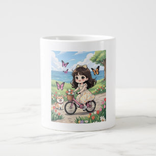 Aesthetic Girl Cycling in Beautiful Garden mug