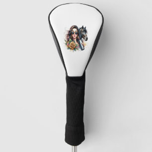 Aesthetic Girl Horse Glitter Roses Golf Head Cover