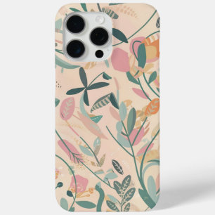 Aesthetic Girly Botanical Pink Background iPhone 15 Pro Max Case