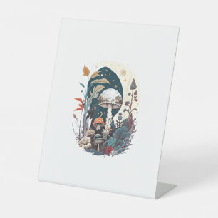 Aesthetic Goblincore And Cottagecore Mushroom Bota Pedestal Sign