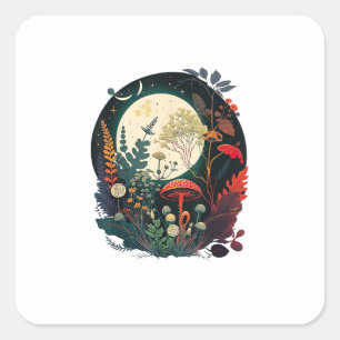 Aesthetic Goblincore And Cottagecore Mushroom Funn Square Sticker