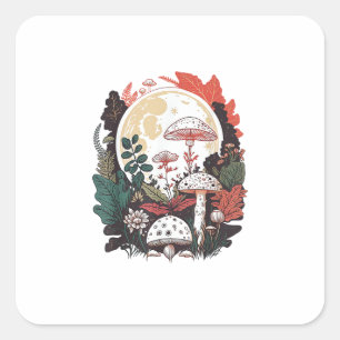 Aesthetic Goblincore And Cottagecore Mushroom Gent Square Sticker