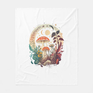 Aesthetic Goblincore And Cottagecore Mushroom Meme Fleece Blanket