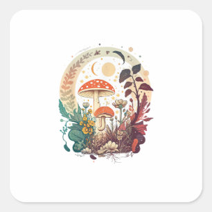 Aesthetic Goblincore And Cottagecore Mushroom Meme Square Sticker