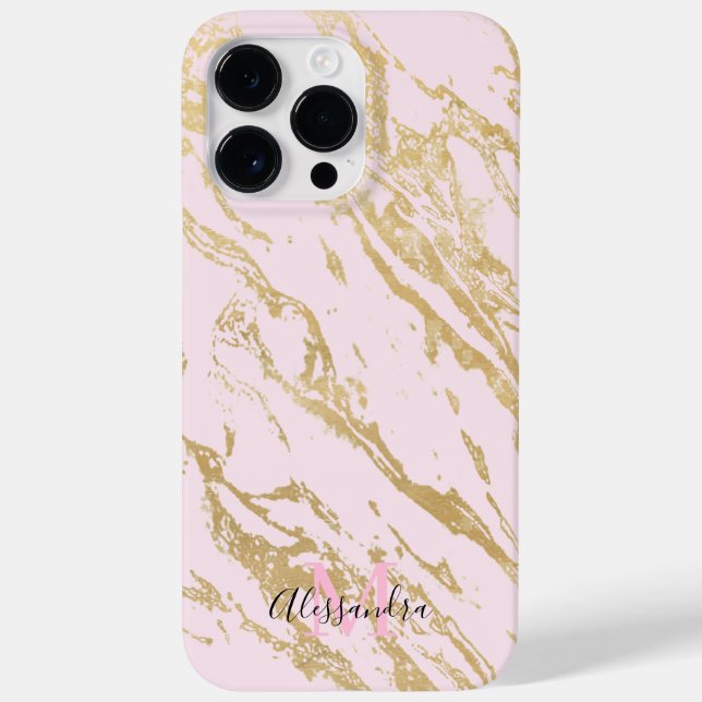 Aesthetic Gold Marble Blush Pink Case-Mate iPhone Case (Back)