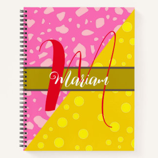 Aesthetic Gold Pink Colour - Initial Name Monogram Notebook