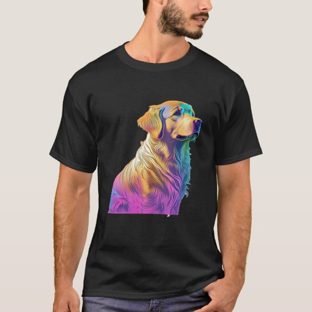Aesthetic Golden Retriever Party with 80s Retrowav T-Shirt (Front)