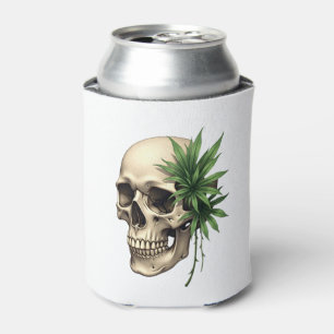 Aesthetic Goth Grunge Skull Tropical Monstera Leaf Can Cooler