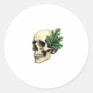 Aesthetic Goth Grunge Skull Tropical Monstera Leaf Classic Round Sticker