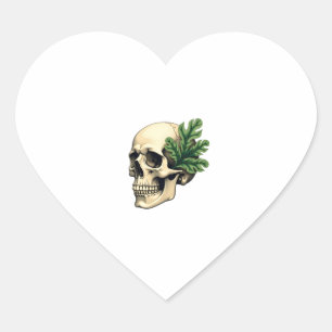Aesthetic Goth Grunge Skull Tropical Monstera Leaf Heart Sticker