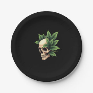 Aesthetic Goth Grunge Skull Tropical Monstera Leaf Paper Plate