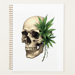 Aesthetic Goth Grunge Skull Tropical Monstera Leaf Planner