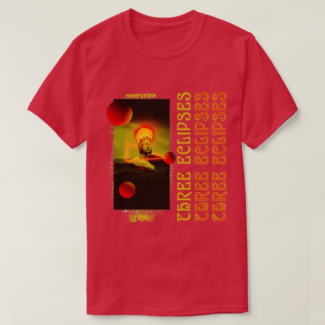 Aesthetic Greek Statue Eclipses Outrun Three Eclip T-Shirt (Design Front)