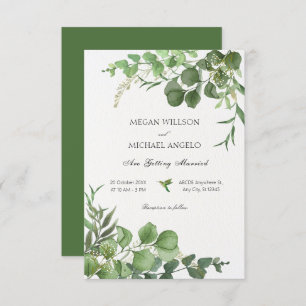 Aesthetic Green leaves plants wedding Invitation