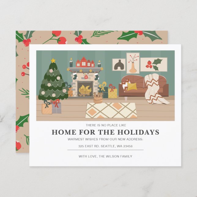 Aesthetic Holiday Home Weve Moved Holiday Card (Front/Back)