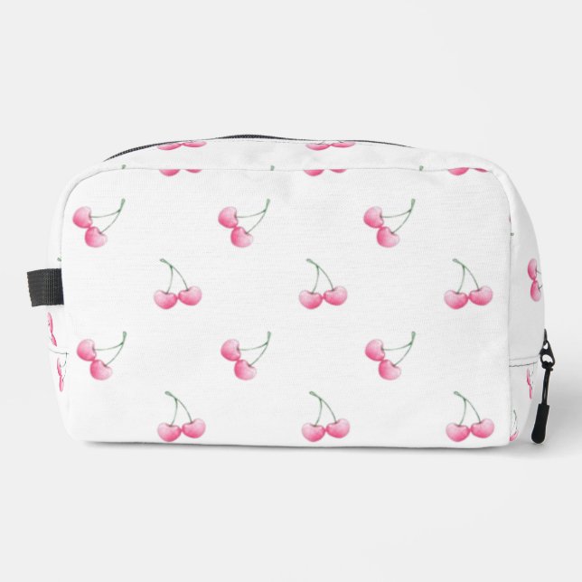 Aesthetic Hot Pink Coquette Cherries Toiletry Bag (Front)