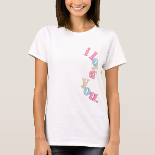Aesthetic i love you Wavy Pastel Typography T-Shir T-Shirt