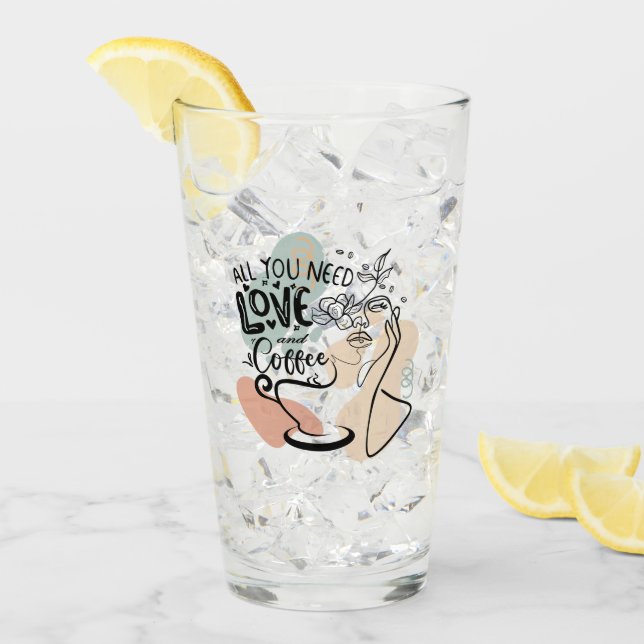 Aesthetic Illustrations, Girl's Coffee Glass (Front Ice)