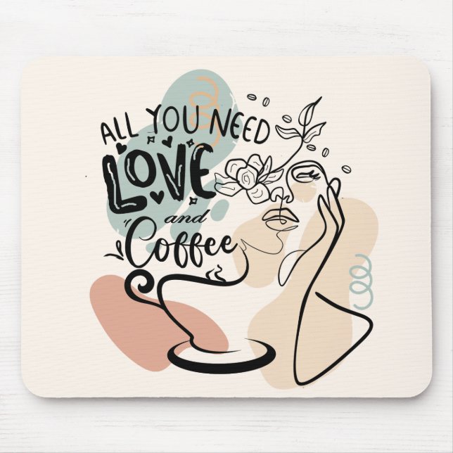 Aesthetic Illustrations, Girl's Coffee Mouse Mat (Front)