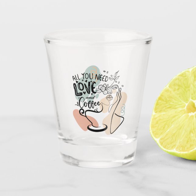 Aesthetic Illustrations, Girl's Coffee Shot Glass (Front)