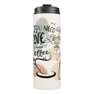 Aesthetic Illustrations, Girl's Coffee Thermal Tumbler