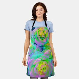 Aesthetic Iridescent Pearly Roses Be Happy Apron