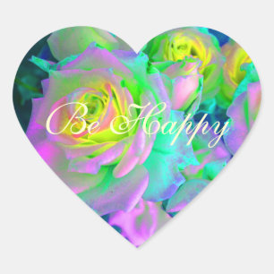  Aesthetic Iridescent Pearly Roses Be Happy Heart Sticker