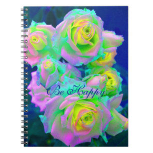 Aesthetic Iridescent Pearly Roses Be Happy Notebook