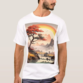 Aesthetic Japanese Nature Landscape with Rainbow T-Shirt