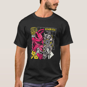 Aesthetic Japanese Oni Mask CyberSamurai Streetwea T-Shirt