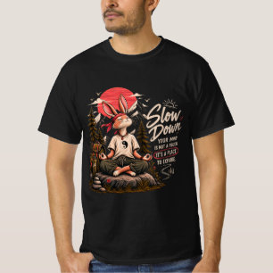 Aesthetic Japanese Zen Rabbit Meditation Slow Down T-Shirt