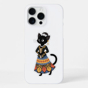 Aesthetic Javanese Black Cat in Traditional Kebaya iPhone 16 Pro Max Case