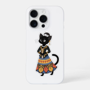 Aesthetic Javanese Black Cat in Traditional Kebaya iPhone 16 Pro Case