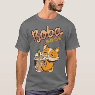 Aesthetic Kawaii Corgi Bubble Tea Funny Boba's Wel T-Shirt
