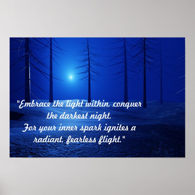 Aesthetic Landscape Dark Blue motivational Poster (Front)