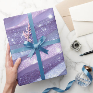 Aesthetic Lavender Iridescent Glitter Pattern Wrapping Paper