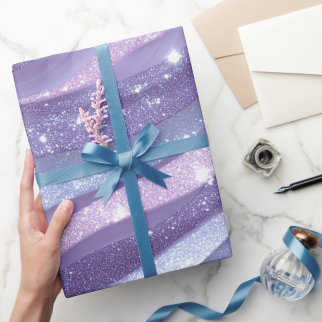 Aesthetic Lavender Iridescent Glitter Pattern Wrapping Paper (Gifting)