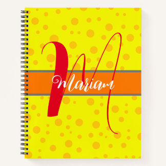Aesthetic Lemon Yellow Colour - Cute Name Monogram Notebook