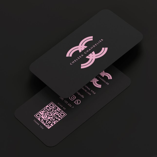 Aesthetic Logo C Black Pink Monogram Professional Business Card (Aesthetic Logo C Black Pink Monogram Professional Business Card
)