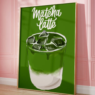 Aesthetic Matcha Latte Wall Art, Matcha Lover Poster