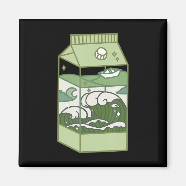Aesthetic Milk Box Artwork Cute Kawaii Otaku Anime Magnet (Front)